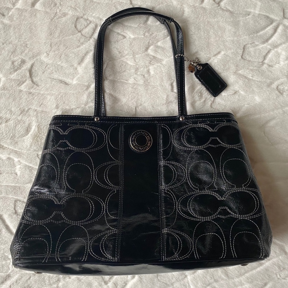 Coach Black Patent Leather Hand Bag